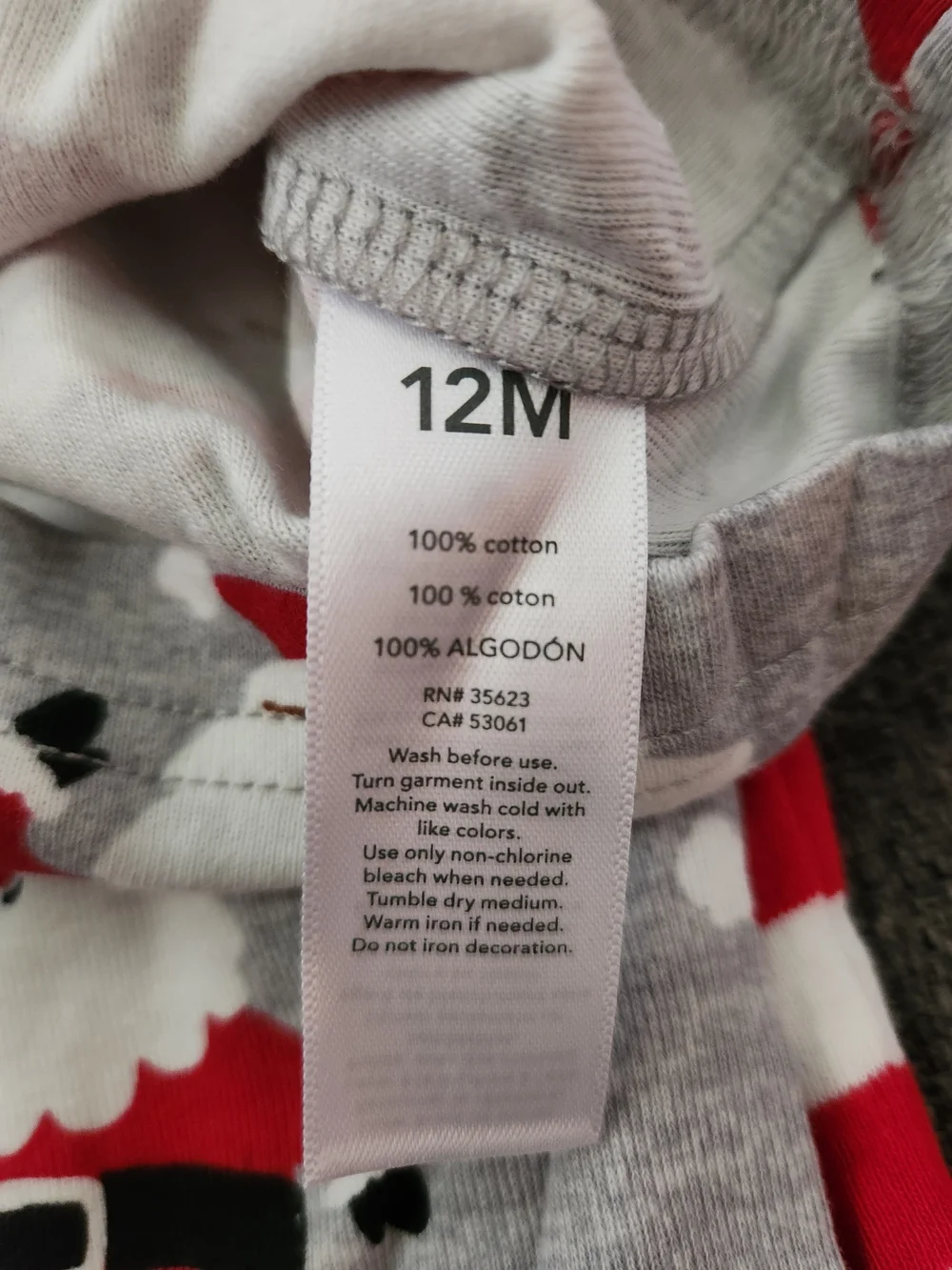 Carter's Gray And Red Santa Print Kids Pajama Set Of 4-piece Size 12M Unisex